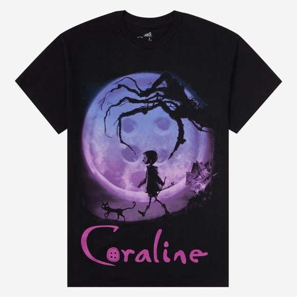 Coraline T-Shirt Button Moon Laika Small NEW - Picture 5 of 5